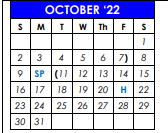 District School Academic Calendar for Travis El for October 2022