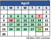 District School Academic Calendar for V G Hawkins Middle School for April 2023