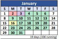 District School Academic Calendar for Union Elementary Year Round School for January 2023