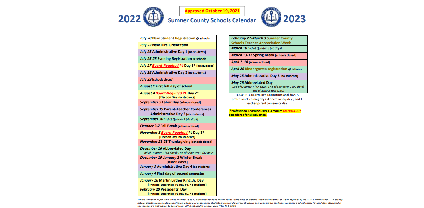 District School Academic Calendar Key for Beech Elementary School