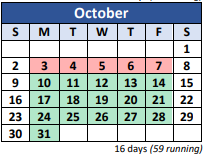 District School Academic Calendar for J W Wiseman Elementary School for October 2022