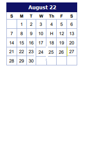 District School Academic Calendar for Comm Based Trans Program for August 2022