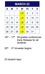District School Academic Calendar for Stanley for March 2023