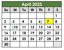District School Academic Calendar for Taylor High School for April 2023