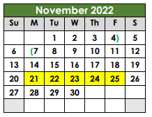 District School Academic Calendar for Even Start for November 2022