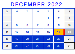 District School Academic Calendar for Bonham Middle for December 2022