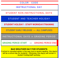 District School Academic Calendar Legend for Hector P Garcia Elementary