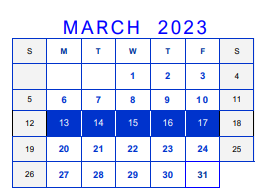 District School Academic Calendar for Meridith-dunbar Elementary for March 2023