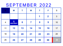 District School Academic Calendar for Travis Middle for September 2022