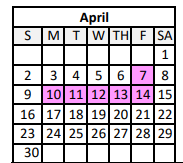 District School Academic Calendar for Dularge Middle School for April 2023