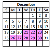 District School Academic Calendar for Terrebonne High School for December 2022