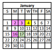 District School Academic Calendar for Juvenile Detention Center Alternative School for January 2023