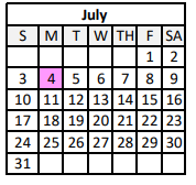 District School Academic Calendar for Southdown Elementary School for July 2022