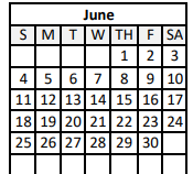 District School Academic Calendar for Houma Junior High School for June 2023