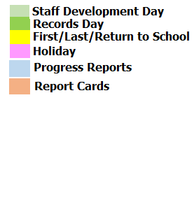 District School Academic Calendar Legend for Juvenile Detention Center Alternative School