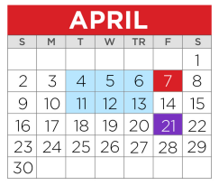 District School Academic Calendar for Tisd Child & Adolescent Center for April 2023