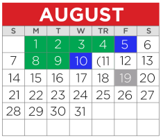 District School Academic Calendar for J W Long Elementary for August 2022