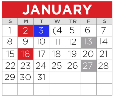 District School Academic Calendar for Terrell H S for January 2023