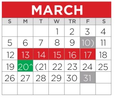District School Academic Calendar for Tisd Child & Adolescent Center for March 2023