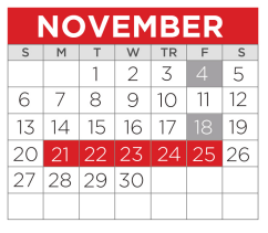 District School Academic Calendar for Tisd Child & Adolescent Center for November 2022