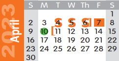 District School Academic Calendar for Options for April 2023