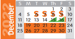 District School Academic Calendar for Bowie County Jjaep for December 2022