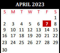District School Academic Calendar for Tomball J J A E P Campus for April 2023