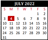 District School Academic Calendar for Tomball Alternative Education Cent for July 2022