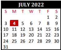 District School Academic Calendar for Lakewood Elementary for July 2022