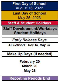 District School Academic Calendar Legend for Decker Prairie Elementary