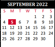 District School Academic Calendar for Lakewood Elementary for September 2022