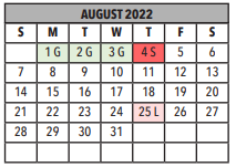 District School Academic Calendar for Pistor Middle School for August 2022