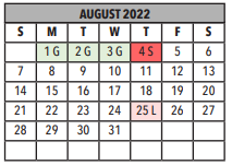 District School Academic Calendar for Julia Keen Elementary School for August 2022
