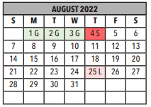 District School Academic Calendar for Pueblo Gardens Elementary School for August 2022