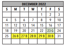 District School Academic Calendar for Mansfeld Middle School for December 2022