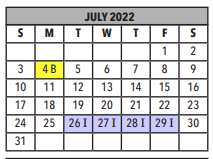 District School Academic Calendar for C E Rose Elementary School for July 2022