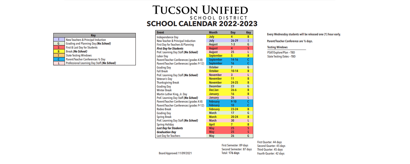 District School Academic Calendar Key for Broadway Bridge Alternative School