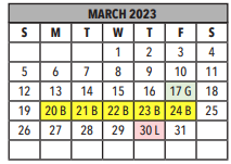 District School Academic Calendar for Doolen Middle School for March 2023