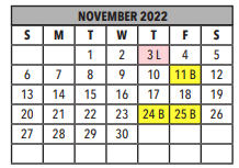 District School Academic Calendar for Mary Meredith High School for November 2022