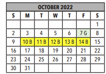 District School Academic Calendar for Aztec Middle College Northwest for October 2022