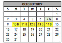 District School Academic Calendar for Ida Flood Dodge Traditional Middle Magnet School for October 2022