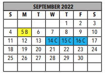 District School Academic Calendar for Santa Rita High School for September 2022