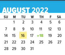District School Academic Calendar for Sequoyah Elementary School for August 2022