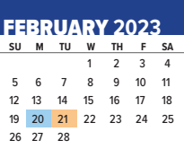 District School Academic Calendar for Wilson Middle School for February 2023
