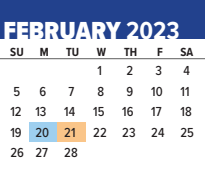 District School Academic Calendar for Mcclure Elementary School for February 2023