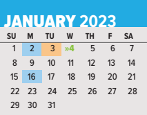 District School Academic Calendar for Monroe Middle School for January 2023