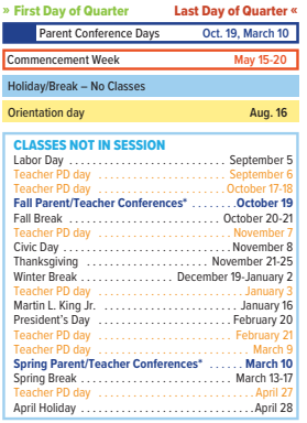 District School Academic Calendar Legend for Addams Elementary School