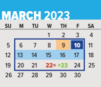 District School Academic Calendar for Henry Zarrow International Sch for March 2023