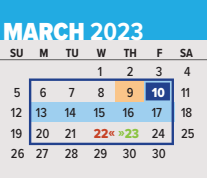 District School Academic Calendar for Wright Elementary School for March 2023