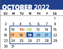 District School Academic Calendar for Grimes Elementary School for October 2022